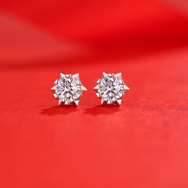 Girl  Moissanite CZ Snowflake 925 Sterling Silver Stud Earrings