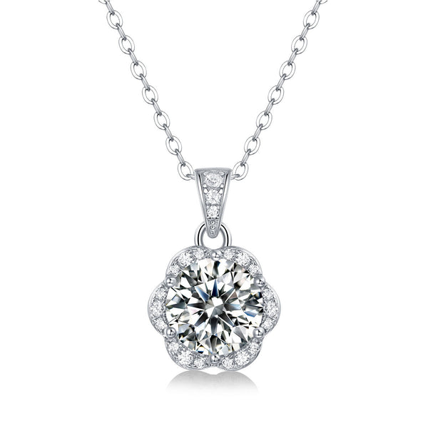 Sweet Moissanite CZ Flower 925 Sterling Silver Necklace