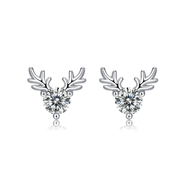 Graduation Moissanite CZ Deers 925 Sterling Silver Stud Earrings