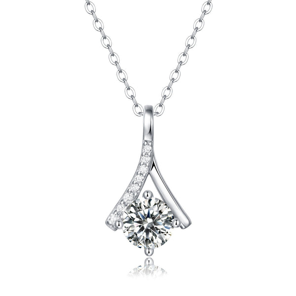 Party Moissanite CZ V Letter 925 Sterling Silver Necklace